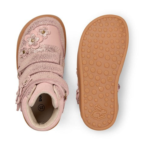 Barefoot Sneaker Nero Flower - Vintage Rose Glitter