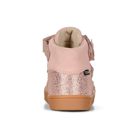 Barefoot Sneaker Nero Flower - Vintage Rose Glitter